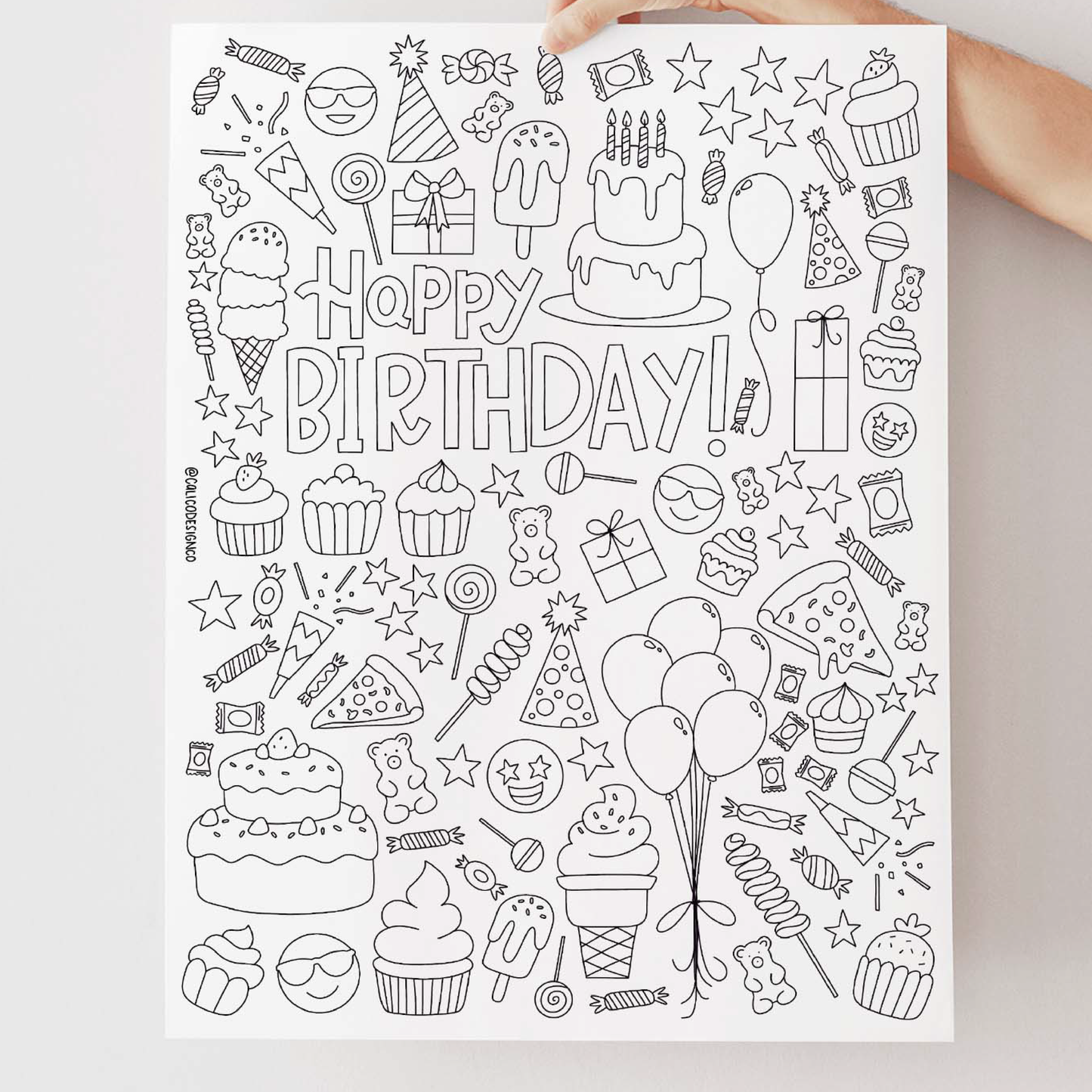 Happy Birthday Coloring Poster PDF Download