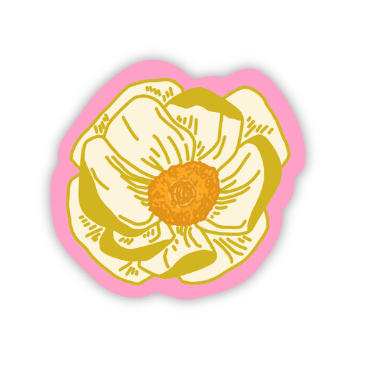 Modern Rose Peony Vinyl Sticker