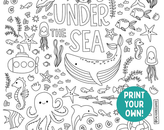 Under The Sea Ocean Life Coloring Page Poster