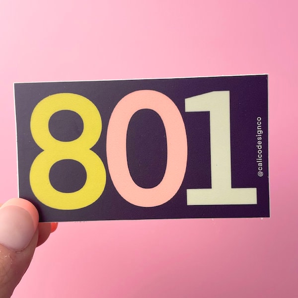 801 Utah Area Code Vinyl Sticker