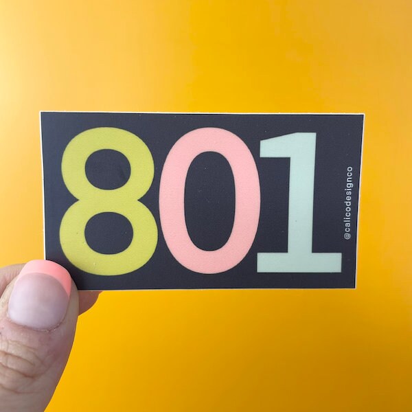 801 Utah Area Code Vinyl Sticker