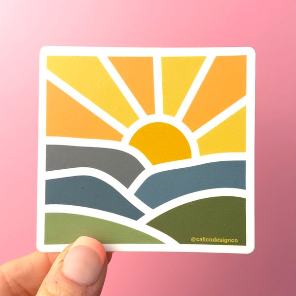 Golden Hour Vinyl Sticker - Mountains Gift - Sunset Nature Sticker Gift - Laptop Sticker