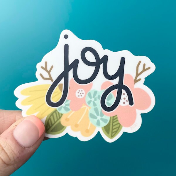 Joy Floral Vinyl Sticker