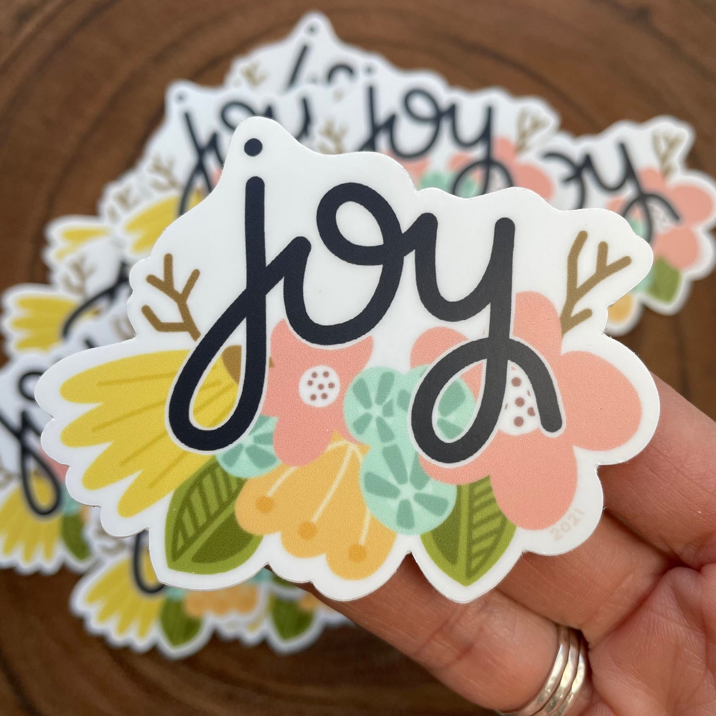 Joy Floral Vinyl Sticker