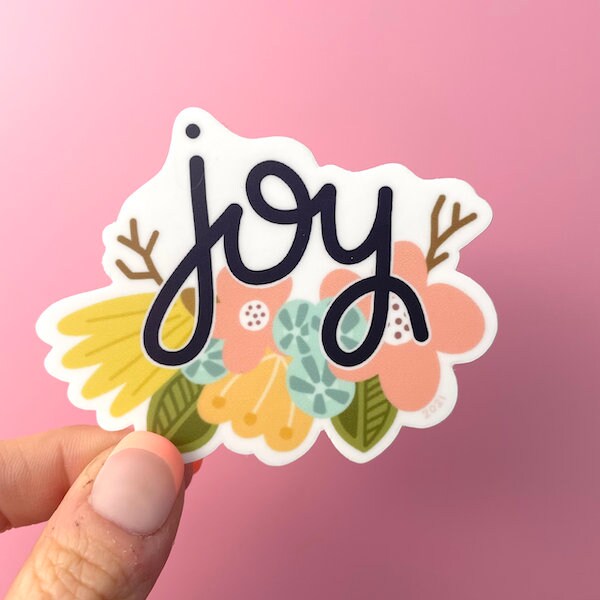 Joy Floral Vinyl Sticker