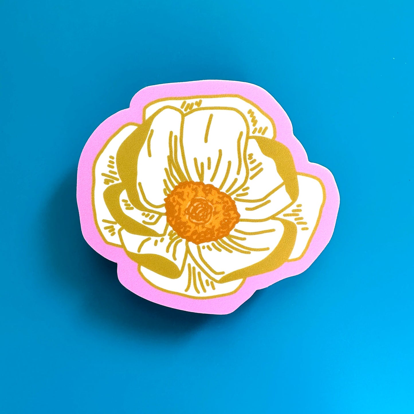 Modern Rose Peony Vinyl Sticker