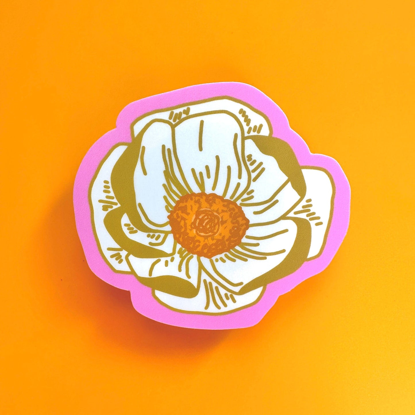 Modern Rose Peony Vinyl Sticker