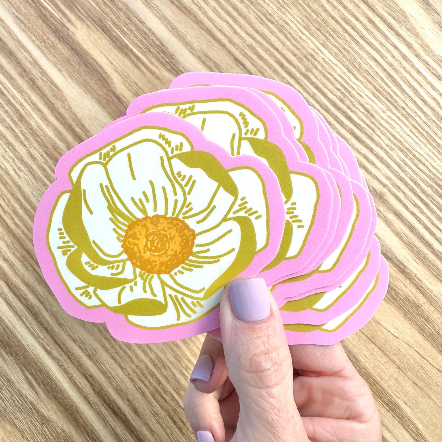 Modern Rose Peony Vinyl Sticker