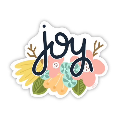 Joy Floral Vinyl Sticker