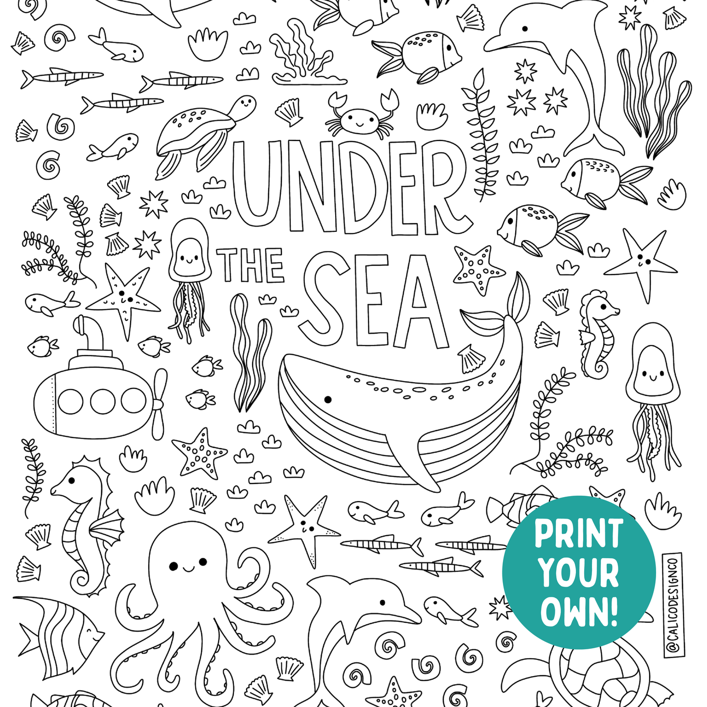 Under the Sea Coloring Poster PDF Download