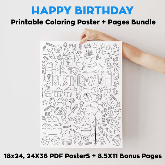 Happy Birthday Coloring Poster PDF Download