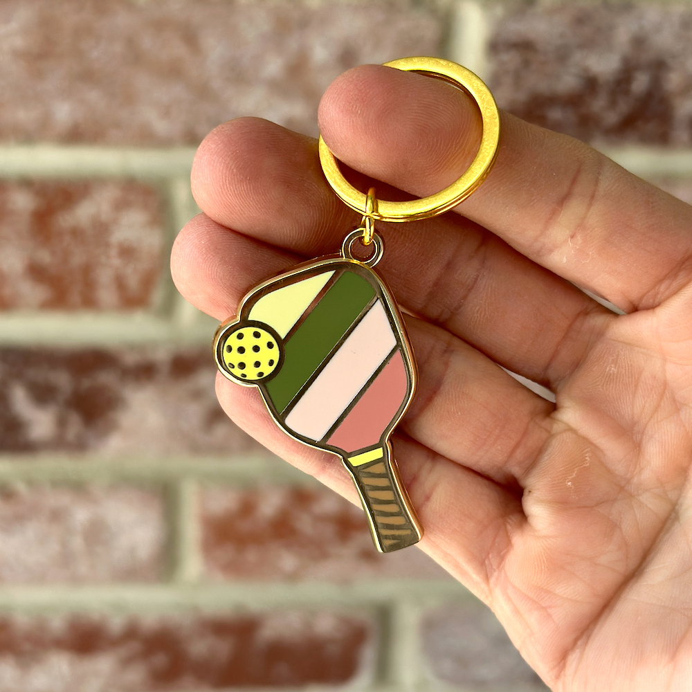 Pickleball Paddle Enamel Keychain