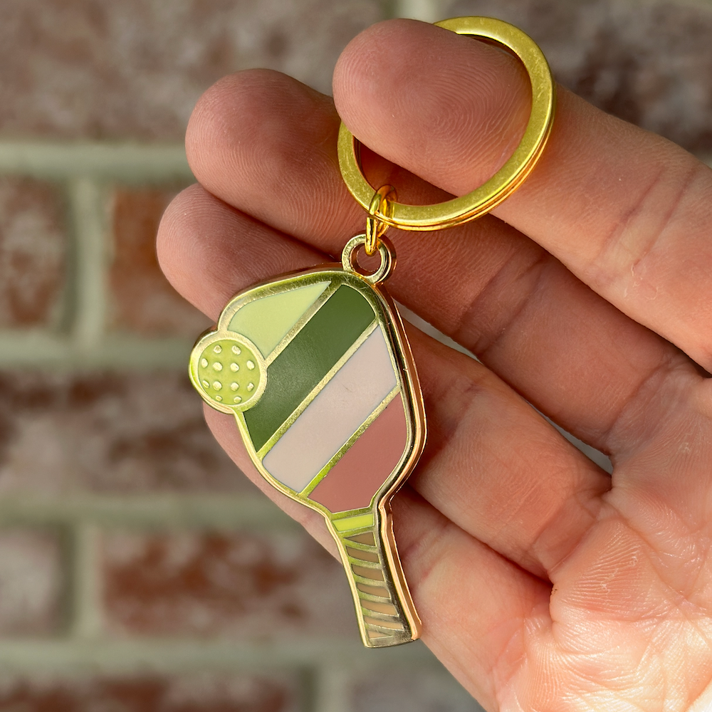 Pickleball Paddle Enamel Keychain