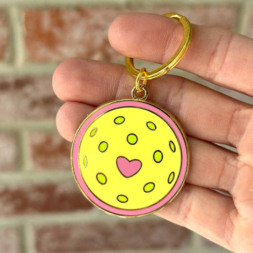 Pickleball Heart Keychain