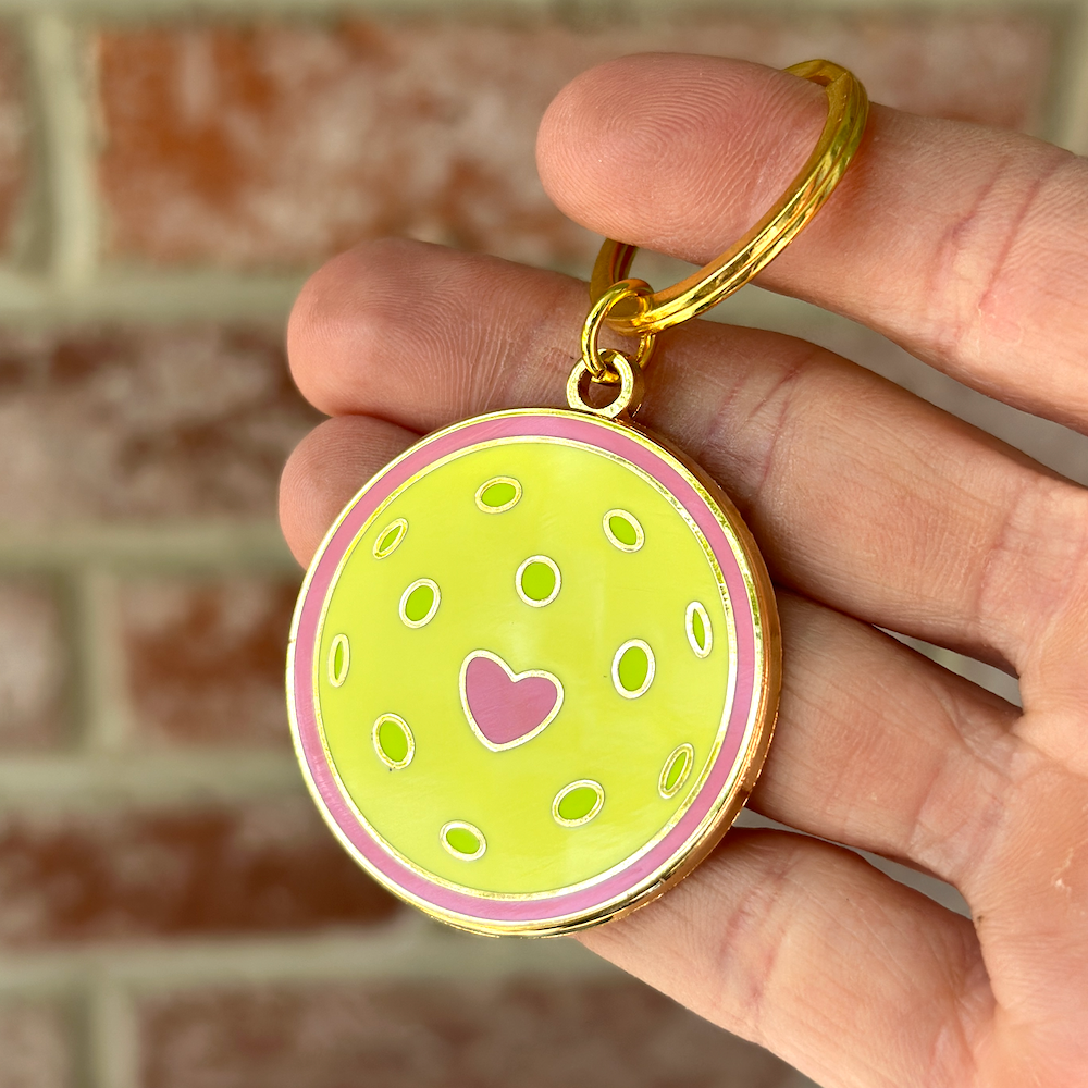 Pickleball Heart Keychain